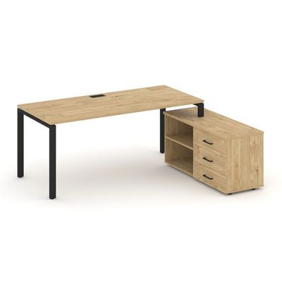 Style Project Direct SN-6P.SRG-014.M(R) (Тиквуд светлый/металл Черный) Стол письменный с греденцией правой