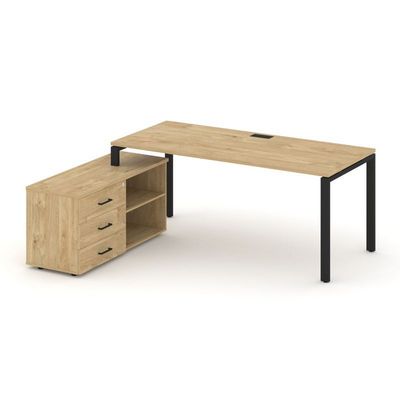 Style Project Direct SN-6P.SRG-025.M(L) (Тиквуд светлый/металл Черный) Стол письменный с греденцией левой