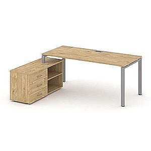 SN-6P.SRG-013.M(L) (Тиквуд светлый/металл Серый) Стол письменный с греденцией левой