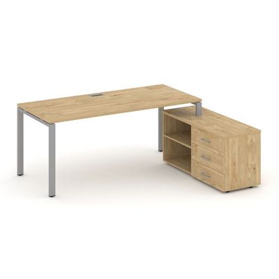 Style Project Direct SN-6P.SRG-026.M(R) (Тиквуд светлый/металл Серый) Стол письменный с греденцией правой