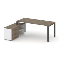 Style Project Direct SN-6P.SRG-025.M(L) (Вяз благородный/Белый/металл Антрацит) Стол письменный с греденцией левой