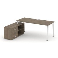 Style Project Direct SN-6A.SRG-014.M(L) (Вяз благородный/металл Белый) Стол письменный с греденцией левой