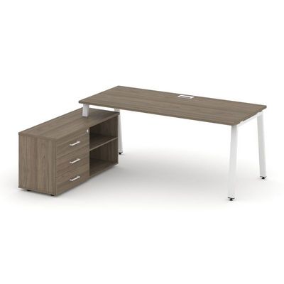 Style Project Direct SN-6A.SRG-016.M(L) (Вяз благородный/металл Белый) Стол письменный с греденцией левой