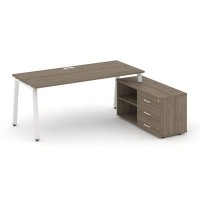 Style Project Direct SN-6A.SRG-025.M(R) (Вяз благородный/металл Белый) Стол письменный с греденцией правой