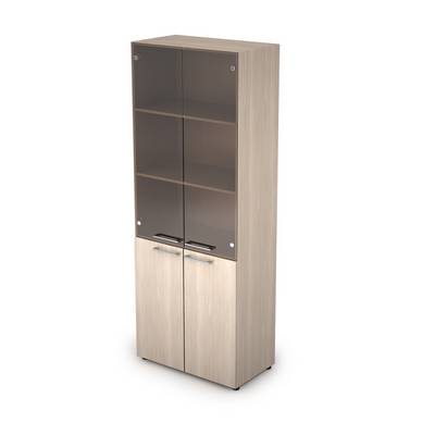 Taim Max 4Ш.005.3 (Шамони светлый) Шкаф стеллаж высокий со стеклом