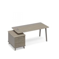 Тайм метал ТМ М1 105 МП ВЛ/МП ВЛ (Мокко премиум/Вяз либерти) Стол руководителя комбинированный левый на тумбе малой (тип 1)