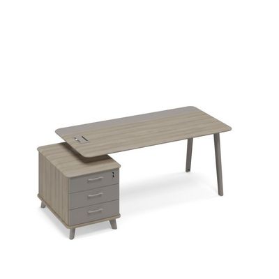 Тайм метал ТМ М1 105 ВЛ ВЛ/МП МП (Вяз либерти/Мокко премиум) Стол руководителя комбинированный левый на тумбе малой (тип 1)