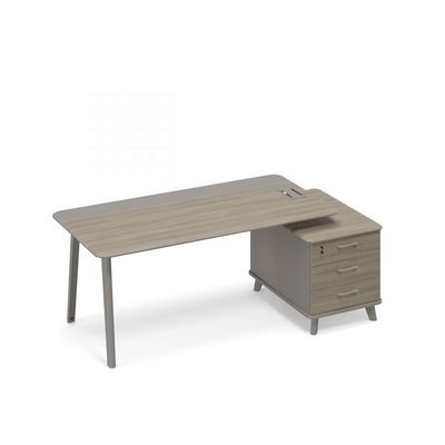 Тайм метал ТМ М1 106 МП ВЛ/МП ВЛ (Мокко премиум/Вяз либерти) Стол руководителя правый комбинированный с тумбой малой (тип 1)