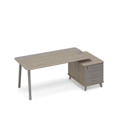 Тайм метал ТМ М1 106 ВЛ ВЛ/МП МП (Вяз либерти/Мокко премиум) Стол руководителя правый комбинированный с тумбой малой (тип 1)