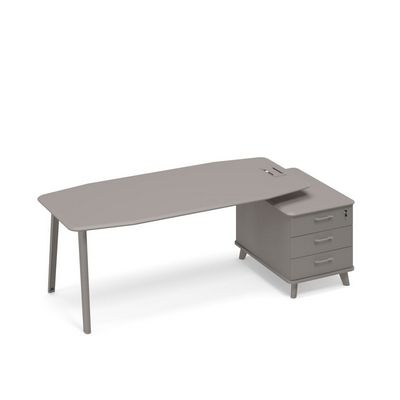 Тайм метал ТМ М1 114 МП МП МП (Мокко премиум) Стол руководителя на тумбе малой (тип 2)