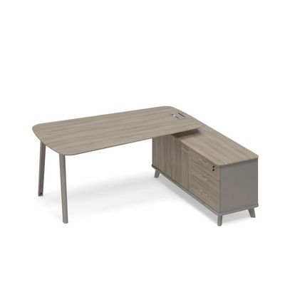 Тайм метал ТМ М1 116 МП ВЛ ВЛ (Мокко премиум/Вяз либерти) Стoл на опорной тумбе правый (тип 3) для руководителя