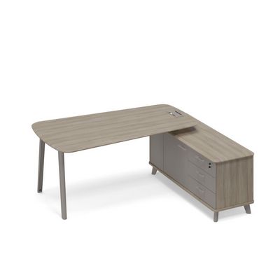 Тайм метал ТМ М1 116 ВЛ ВЛ МП (Вяз либерти/Мокко премиум) Стoл на опорной тумбе правый (тип 3) для руководителя