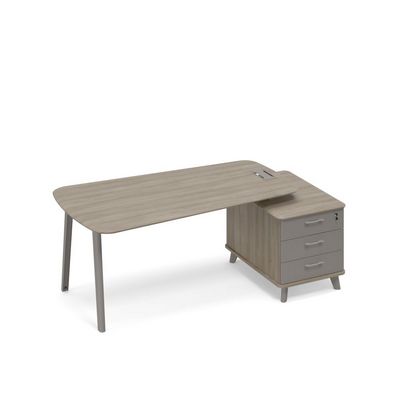 Тайм метал ТМ М1 119 ВЛ ВЛ МП (Вяз либерти/Мокко премиум) Стoл с малой опорной тумбой (тип 3) для руководителя