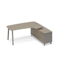 Тайм метал ТМ М1 122 МП ВЛ ВЛ (Мокко премиум/Вяз либерти) Стoл руководителя правый (тип 4) эргономичный с тумбой