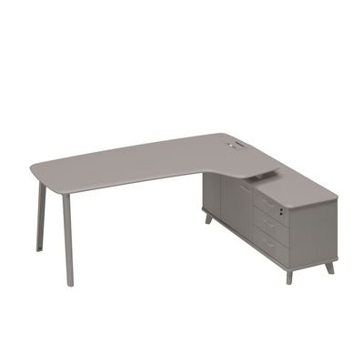 Тайм метал ТМ М1 124 МП МП МП (Мокко премиум) Стoл руководителя (тип 4) эргономичный с опорной тумбой правый