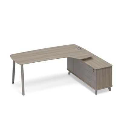 Тайм метал ТМ М1 124 ВЛ ВЛ МП (Вяз либерти/Мокко премиум) Стoл руководителя (тип 4) эргономичный с опорной тумбой правый