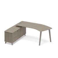 Тайм метал ТМ М1 125 ВЛ ВЛ ВЛ (Вяз либерти) Стoл руководителя эргономичный левый (тип 5) с тумбой опорной