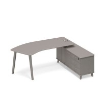 Тайм метал ТМ М1 126 МП МП МП (Мокко премиум) Стoл руководителя эргономичный (тип 5) на опорной тумбе правый