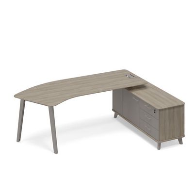 Тайм метал ТМ М1 128 ВЛ ВЛ МП (Вяз либерти/Мокко премиум) Стoл эргономичный правый на тумбе (тип 5)