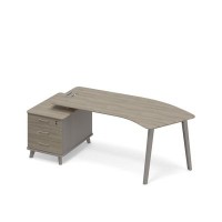 Тайм метал ТМ М1 129 МП ВЛ ВЛ (Мокко премиум/Вяз либерти) Стол руководителя эргономичный на опорной тумбе малой левый (тип 5)