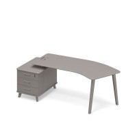 Тайм метал ТМ М1 129 МП МП МП (Мокко премиум) Стол руководителя эргономичный на опорной тумбе малой левый (тип 5)