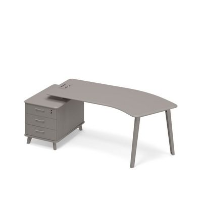 Тайм метал ТМ М1 129 МП МП МП (Мокко премиум) Стол руководителя эргономичный на опорной тумбе малой левый (тип 5)