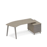 Тайм метал ТМ М1 130 ВЛ ВЛ МП (Вяз либерти/Мокко премиум) Стол эргономичный на тумбе малой правый (тип 5)