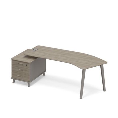 Тайм метал ТМ М1 131 МП ВЛ ВЛ (Мокко премиум/Вяз либерти) Стол руководителя левый эргономичный на тумбе малой тип 5