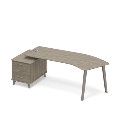 Тайм метал ТМ М1 131 ВЛ ВЛ ВЛ (Вяз либерти) Стол руководителя левый эргономичный на тумбе малой тип 5