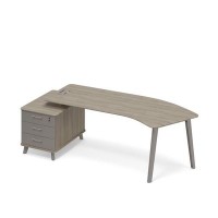 Тайм метал ТМ М1 131 ВЛ ВЛ МП (Вяз либерти/Мокко премиум) Стол руководителя левый эргономичный на тумбе малой тип 5