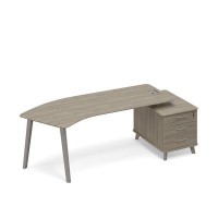 Тайм метал ТМ М1 132 ВЛ ВЛ ВЛ (Вяз либерти) Стол эргономичный правый на тумбе малой (тип 5)