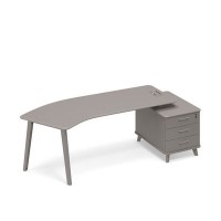 Тайм метал ТМ М1 132 МП МП МП (Мокко премиум) Стол эргономичный правый на тумбе малой (тип 5)