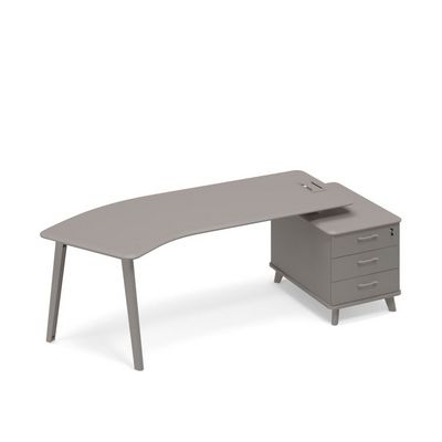 Тайм метал ТМ М1 132 МП МП МП (Мокко премиум) Стол эргономичный правый на тумбе малой (тип 5)