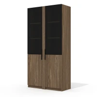 Ts-40+Ts-7.1x2+Ts-08.1x2 (Палдао) Шкаф высокий со стеклянными и ЛДСП фасадами