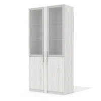 Ts-44+Ts-7.1x2+Ts-08.1x2 (Дуб эльза) Шкаф высокий с подсветкой, стекланными полками, стеклянными и ЛДСП фасадами