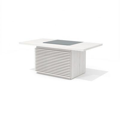 Time.S Ts-180+Ts-100.2 (Дуб эльза) Стол руководителя с декоративным траверсом, реечный, ЛДСП