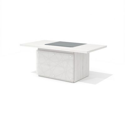 Time.S Ts-180+Ts-100.3 (Дуб эльза) Стол руководителя с декоративным траверсом, ЛДСП, стекло с геометрическим рисунком