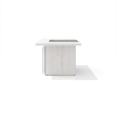 Time.S Ts-180+Ts-100.3 (Дуб эльза) Стол руководителя с декоративным траверсом, ЛДСП, стекло с геометрическим рисунком