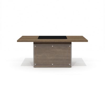 Time.S Ts-180+Ts-100.3 (Палдао) Стол руководителя с декоративным траверсом, ЛДСП, стекло с геометрическим рисунком