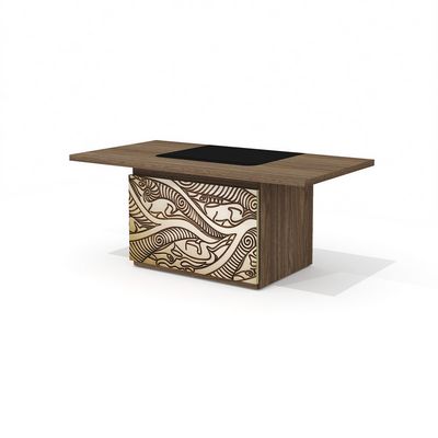 Time.S Ts-180+Ts-100.4 (Палдао) Стол руководителя с декоративным траверсом, МДФ с этническим рисунком