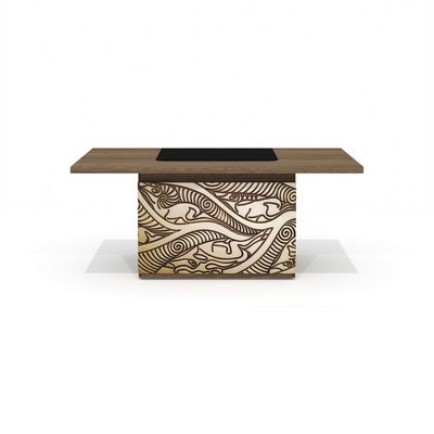 Time.S Ts-180+Ts-100.4 (Палдао) Стол руководителя с декоративным траверсом, МДФ с этническим рисунком