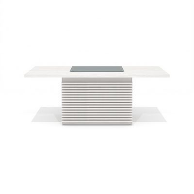 Time.S Ts-200+Ts-100.2 (Дуб эльза) Стол руководителя с декоративным траверсом, реечный, ЛДСП