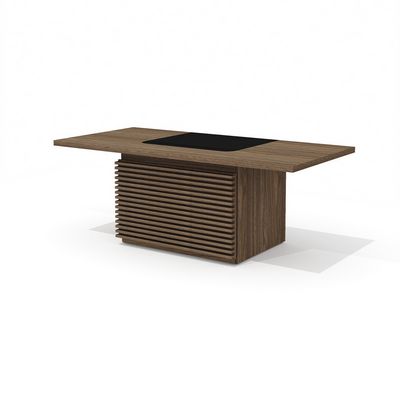 Time.S Ts-200+Ts-100.2 (Палдао) Стол руководителя с декоративным траверсом, реечный, ЛДСП