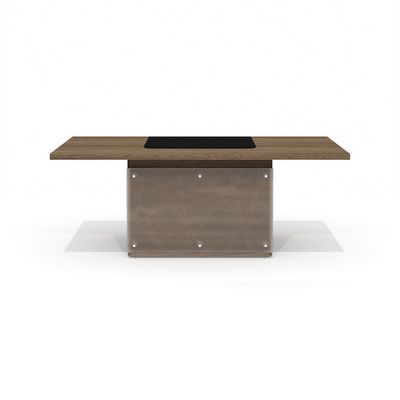 Time.S Ts-200+Ts-100.3 (Палдао) Стол руководителя с декоративным траверсом, ЛДСП, стекло с геометрическим рисунком