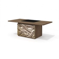 Time.S Ts-200+Ts-100.4 (Палдао) Стол руководителя с декоративным траверсом, МДФ с этническим рисунком