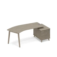 ТМ В2 130 ВЛ ВЛ ВЛ (Вяз либерти) Стол руководителя правый тумба малая (тип 5) WOOD эргономичный