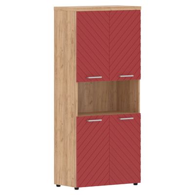 Torr Lux TLHC 85.4 (Дуб бофорд/Красный) Шкаф с 2-мя комплектами глухих малых дверей и топом