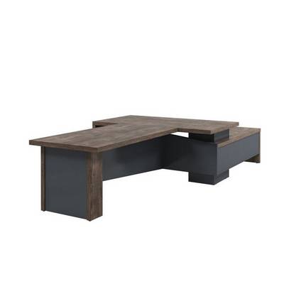 Торстон T-918л.0000 (Дуб бунратти) Стол руководителя с опорной тумбой