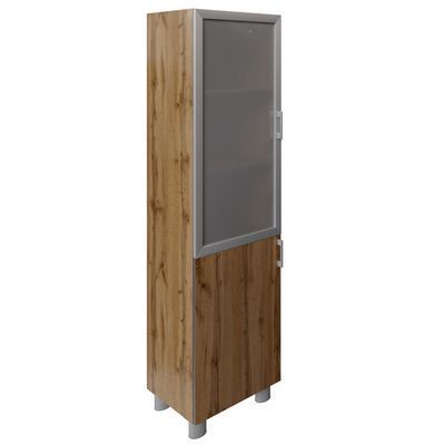 Турин Тр-2.2 Тр-4.0 Тр-4.3 (Дуб вотан/Оникс) Шкаф узкий высокий со стеклом в раме