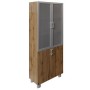 Турин Тр-2.3 Тр-4.4 Тр-4.7 (Дуб вотан/Оникс) Шкаф широкий высокий со стеклом в раме